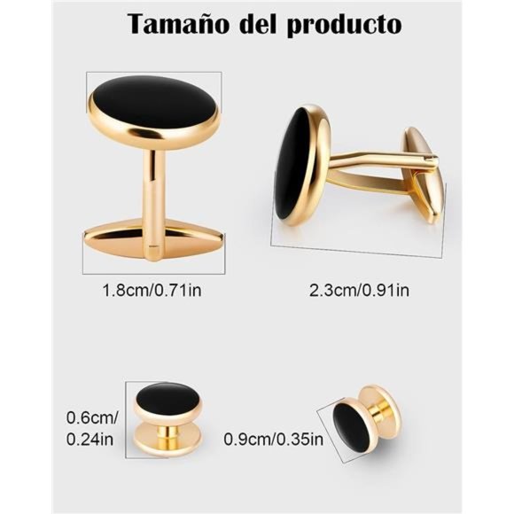 Mens Cufflinks and Studs, Tuxedo Shirt Cufflinks and Studs Set Brass Cufflinks - Picture 3 of 7